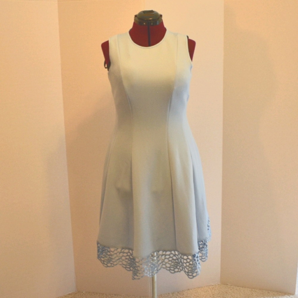 Donna Ricco light blue fit and flare dress